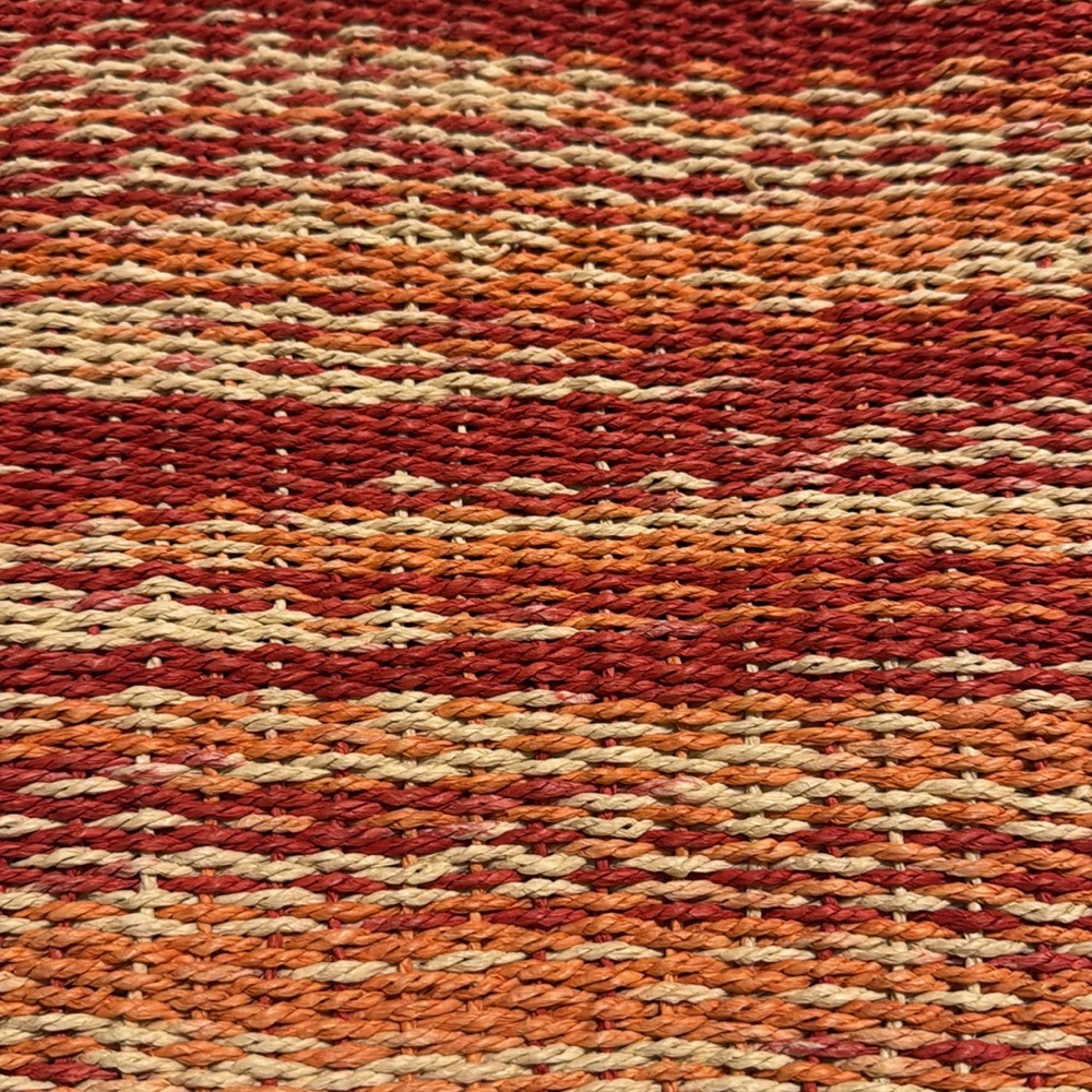 Lucky Brand ๐ Red, Orange, & Tan Woven Straw Tote Bag w/ Brown Handles Nโฆ - Picture 5 of 16